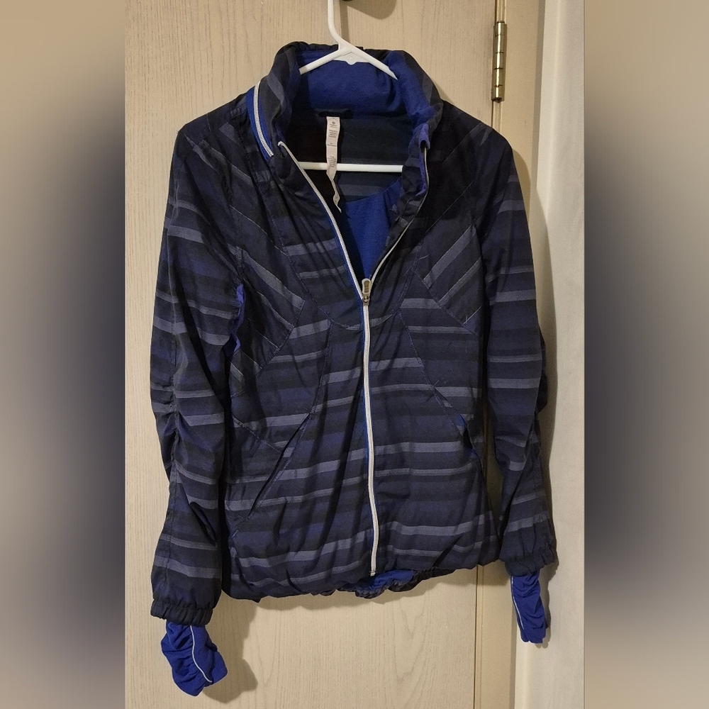 lululemon athletica Blue and Black Striped Jacket